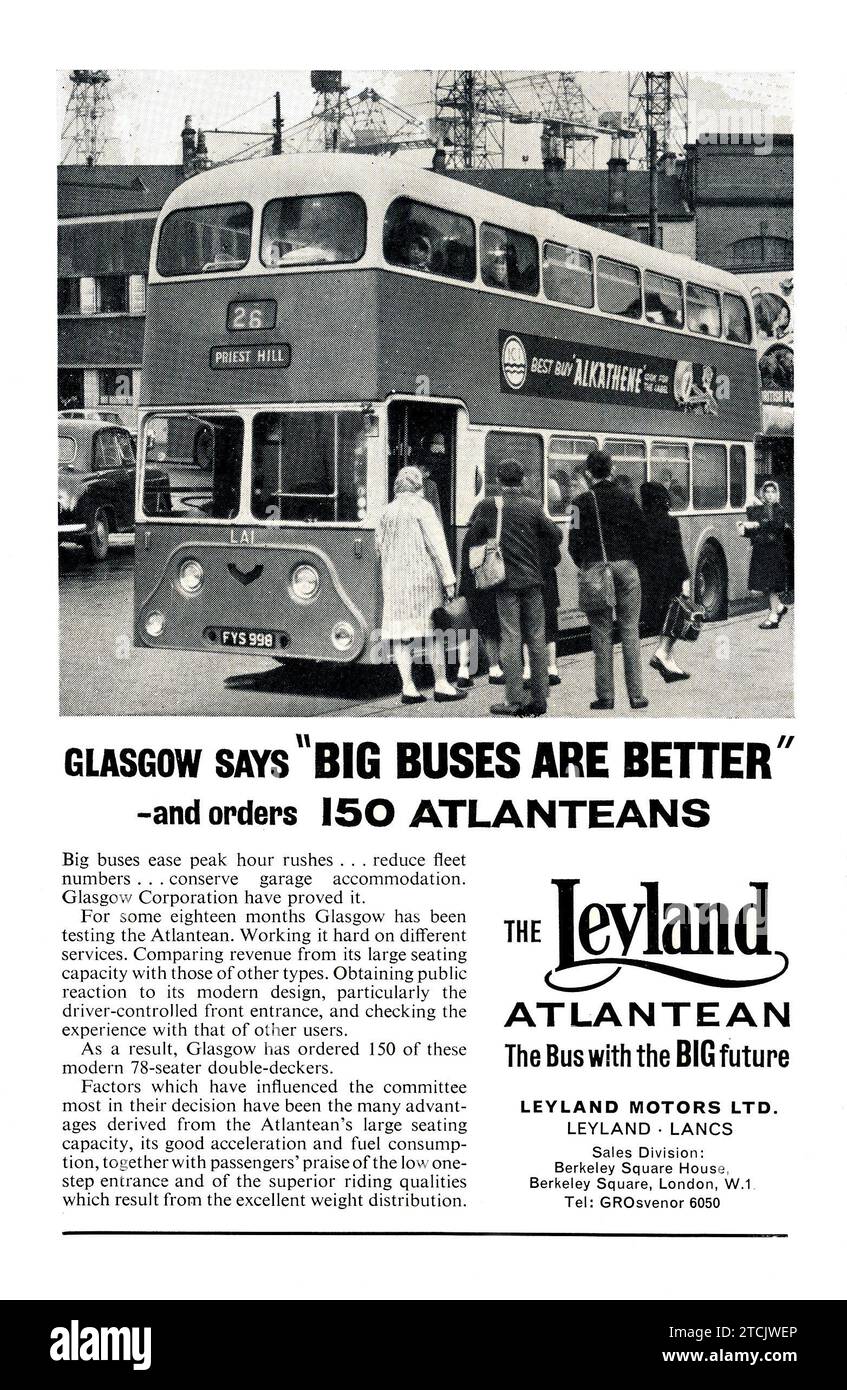 Vintage advert for British Leyland Atlanean bus Stock Photo