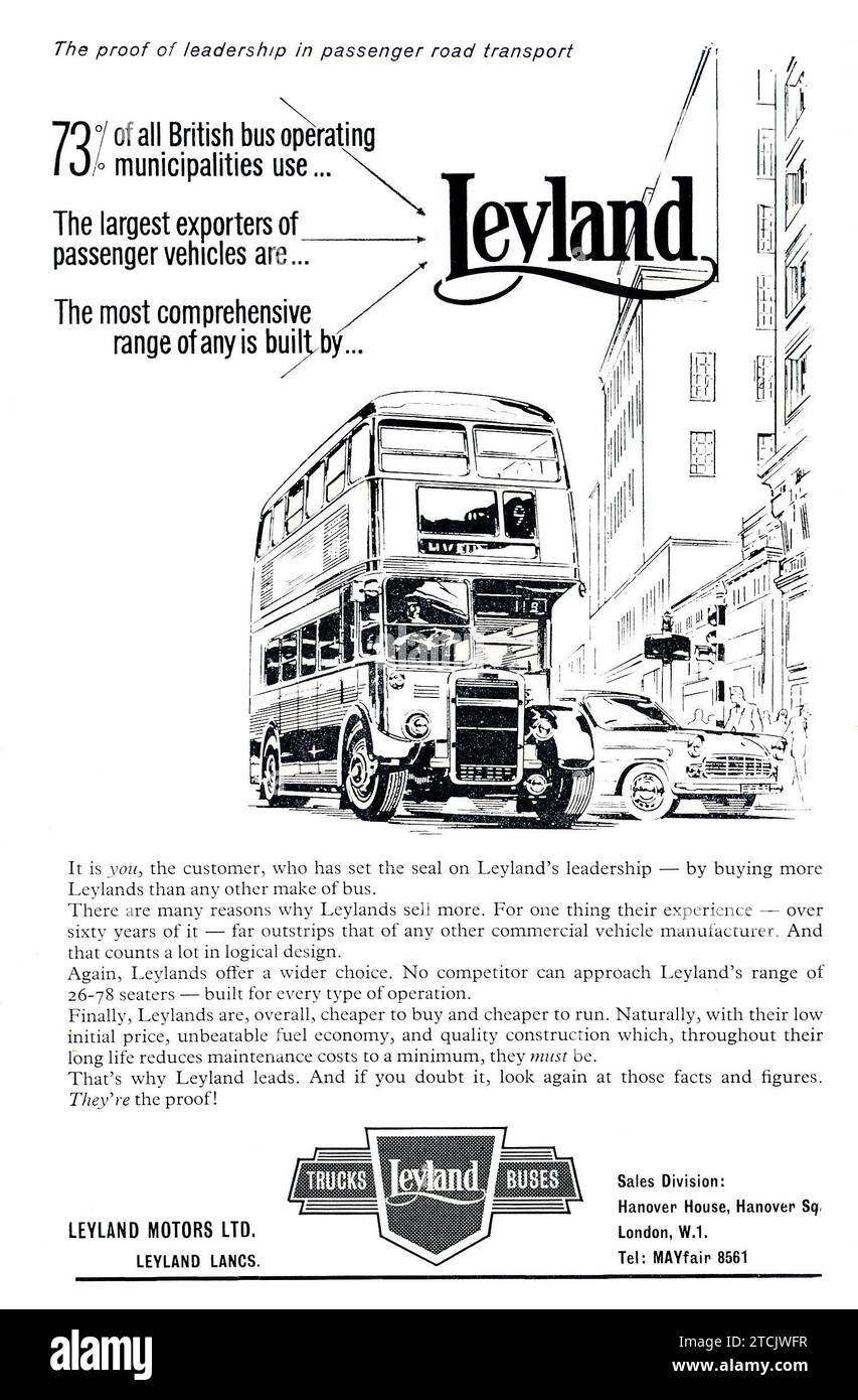 Vintage advert for British Leyland Atlanean bus Stock Photo Alamy