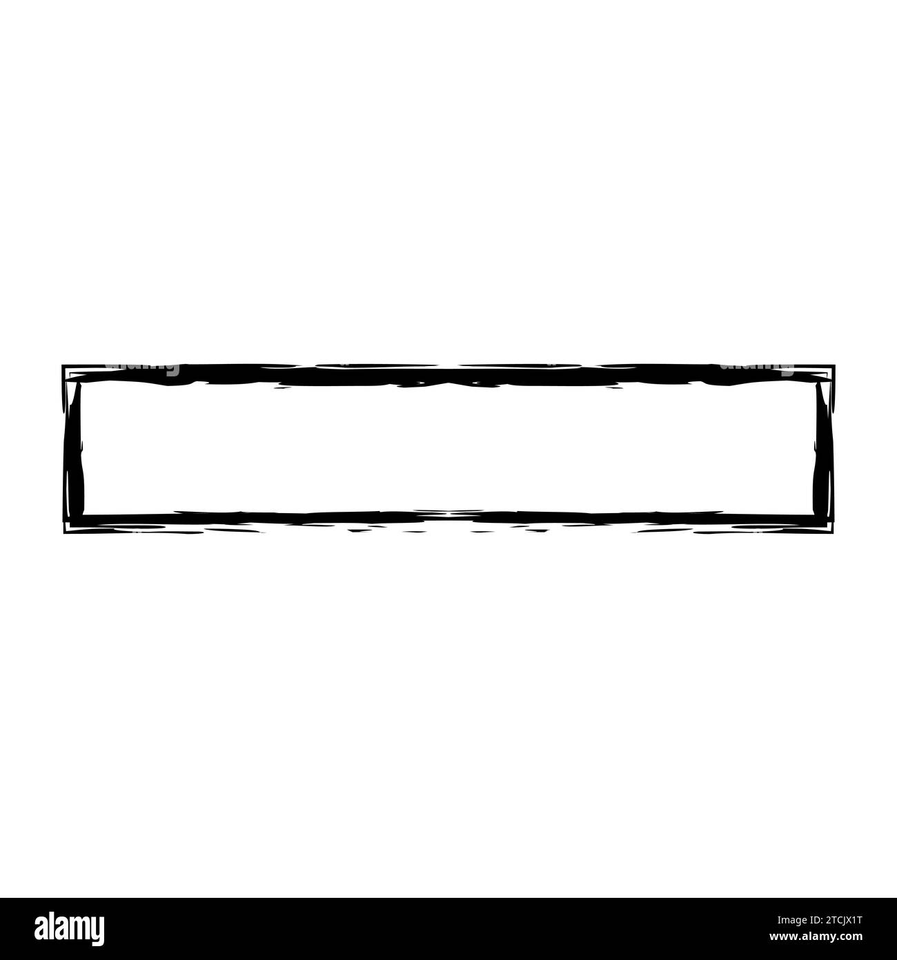 Grunge rectangular frame stamp. Ink empty black box. Rectangular border