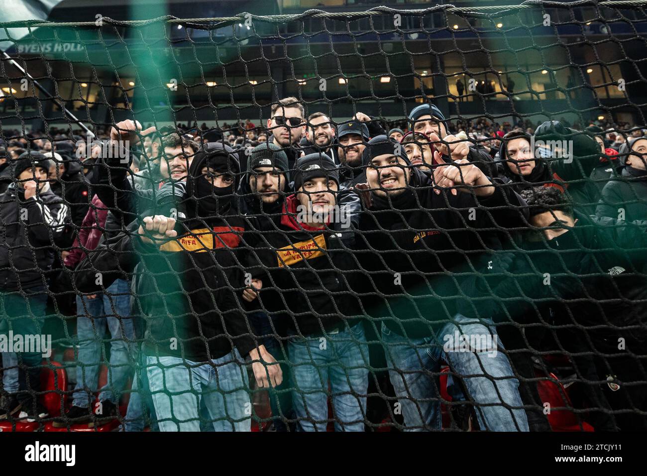 Copenhagen, Denmark. 12th Dec, 2023. Football fans of Galatasaray seen on the stands during the UEFA Champions League match between FC Copenhagen and Galatasaray at Parken in Copenhagen. (Photo Credit: Gonzales Photo/Alamy Live News Stock Photo