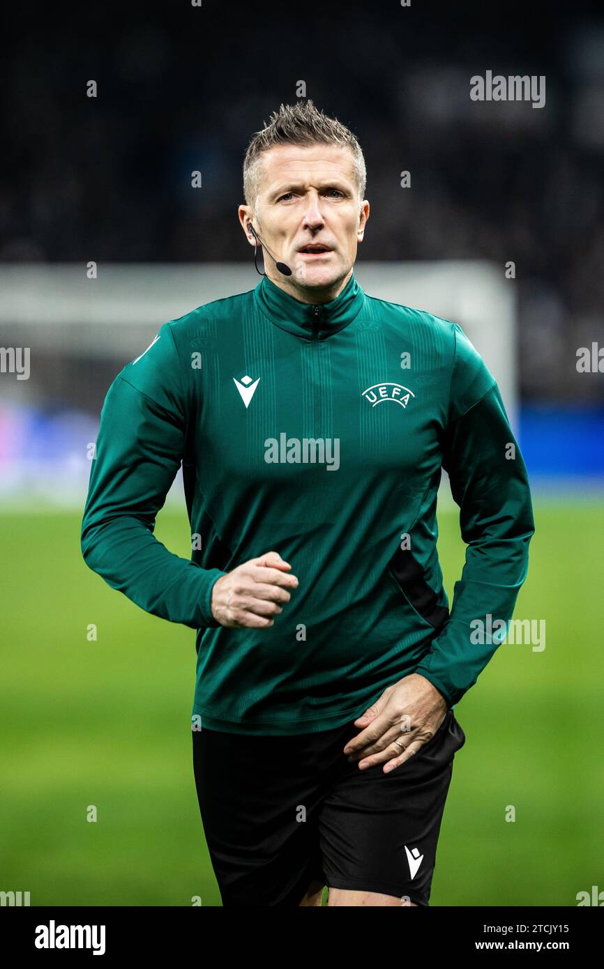 Copenhagen, Denmark. 12th Dec, 2023. Referee Daniele Orsato is warming up before the UEFA Champions League match between FC Copenhagen and Galatasaray at Parken in Copenhagen. (Photo Credit: Gonzales Photo/Alamy Live News Stock Photo
