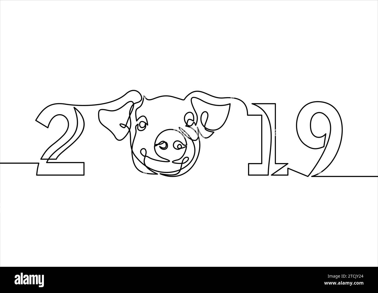 Pig icon. Pig is a symbol of the 2019 Chinese New Year. Stock Vector