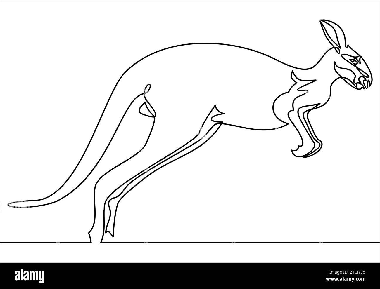 One line design silhouette of kangaroo.hand drawn minimalism style. illustration Stock Vector