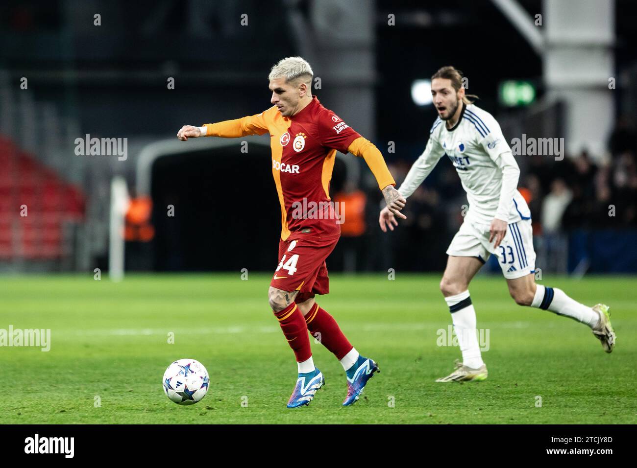 Copenhagen, Denmark. 12th Dec, 2023. Lucas Torreira (34) of Galatasaray seen during the UEFA Champions League match between FC Copenhagen and Galatasaray at Parken in Copenhagen. (Photo Credit: Gonzales Photo/Alamy Live News Stock Photo