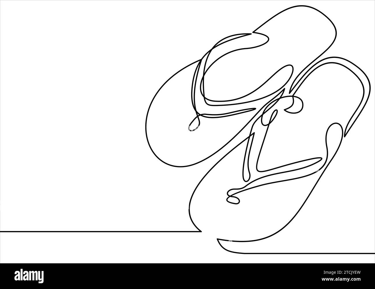 Beach slippers vector line icon-continuous line drawing. Stock Vector