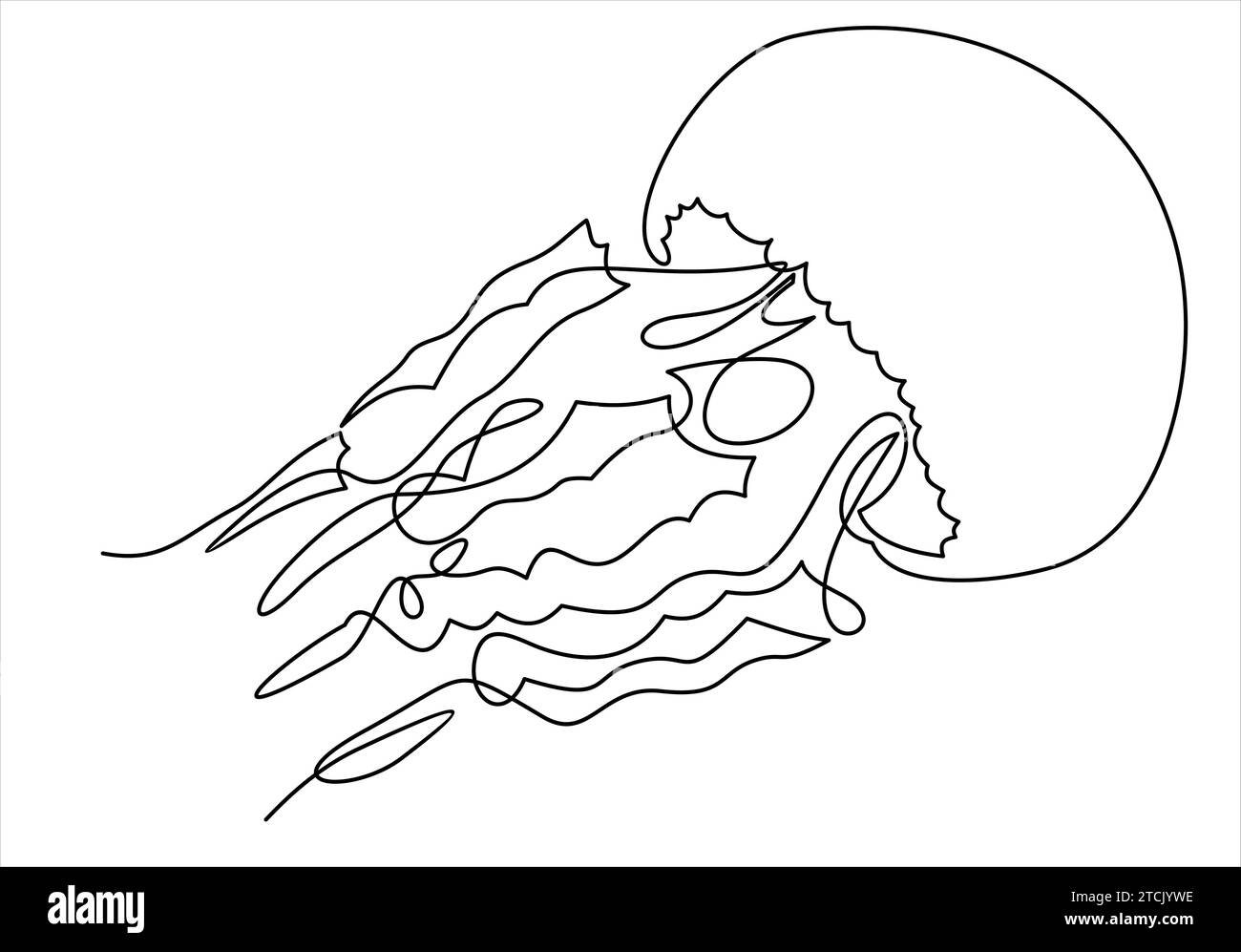 One line jell ifish illustration.Element In Trendy Style. Stock Vector