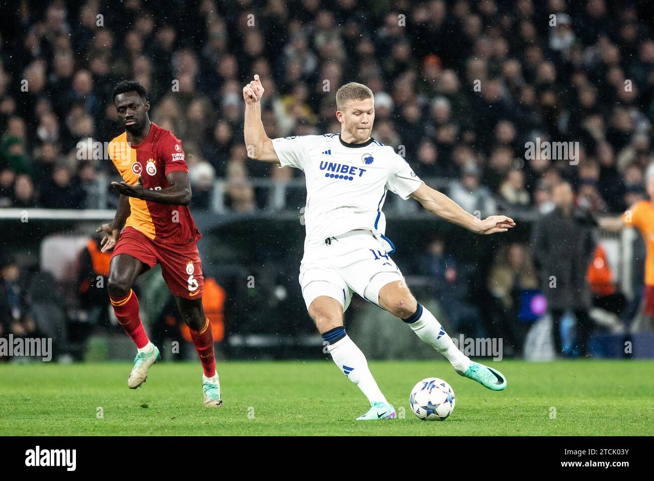 Copenhagen, Denmark. 12th Dec, 2023. Andreas Cornelius (14) of FC Copenhagen seen during the UEFA Champions League match between FC Copenhagen and Galatasaray at Parken in Copenhagen. (Photo Credit: Gonzales Photo/Alamy Live News Stock Photo