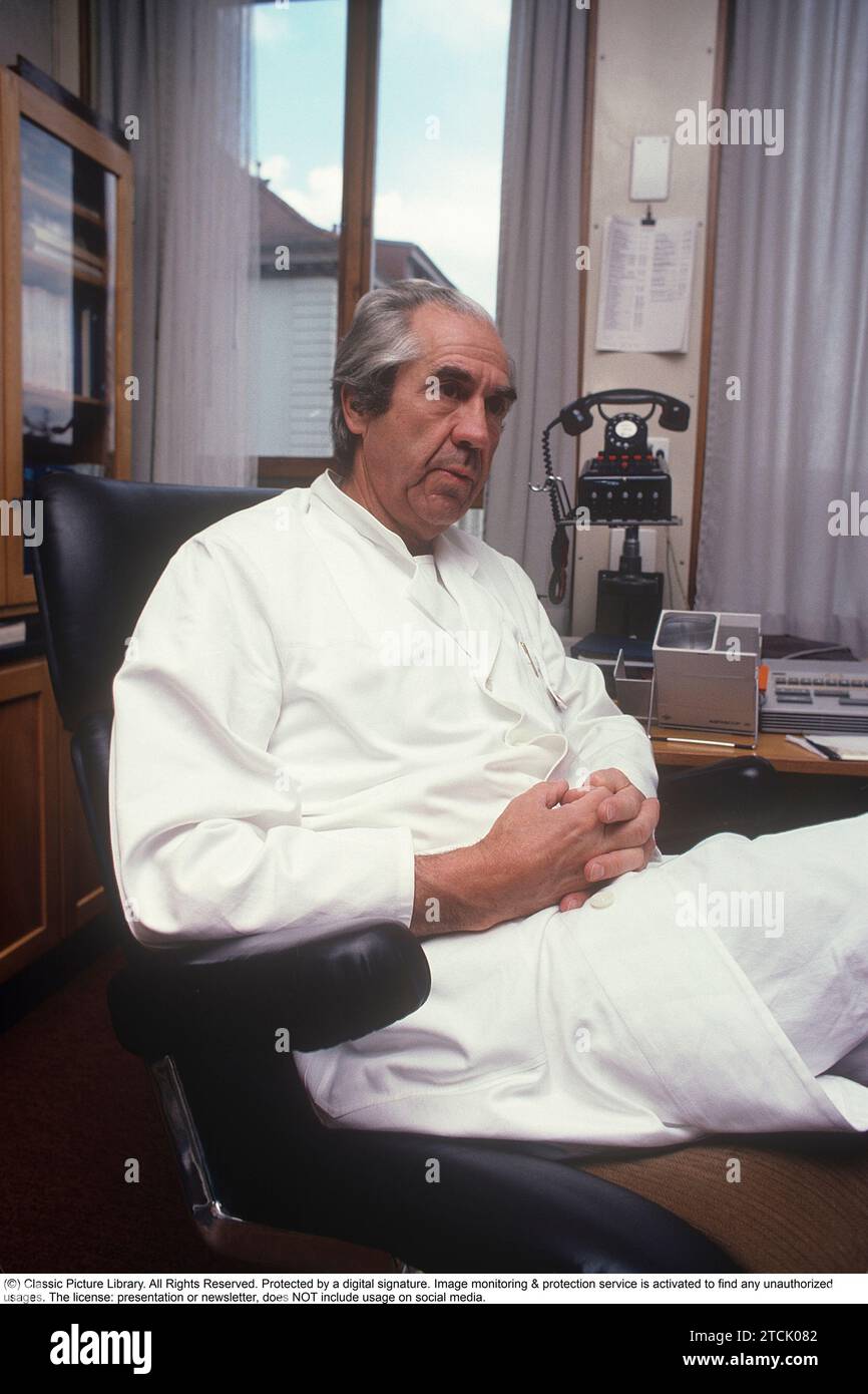Åke Senning. Swedish surgeon. Born December 14, 1915 - July 21, 2000. He was the first heart surgeon to successfully perform transposition of the great arteries, an operation in which the corporal and pulmonary arteries have switched places and depart from the wrong ventricles. He is internationally known as one of the doctors who, on October 8, 1958, carried out a pacemaker operation at the Karolinska hospital in Stockholm. April 1978 Stock Photo