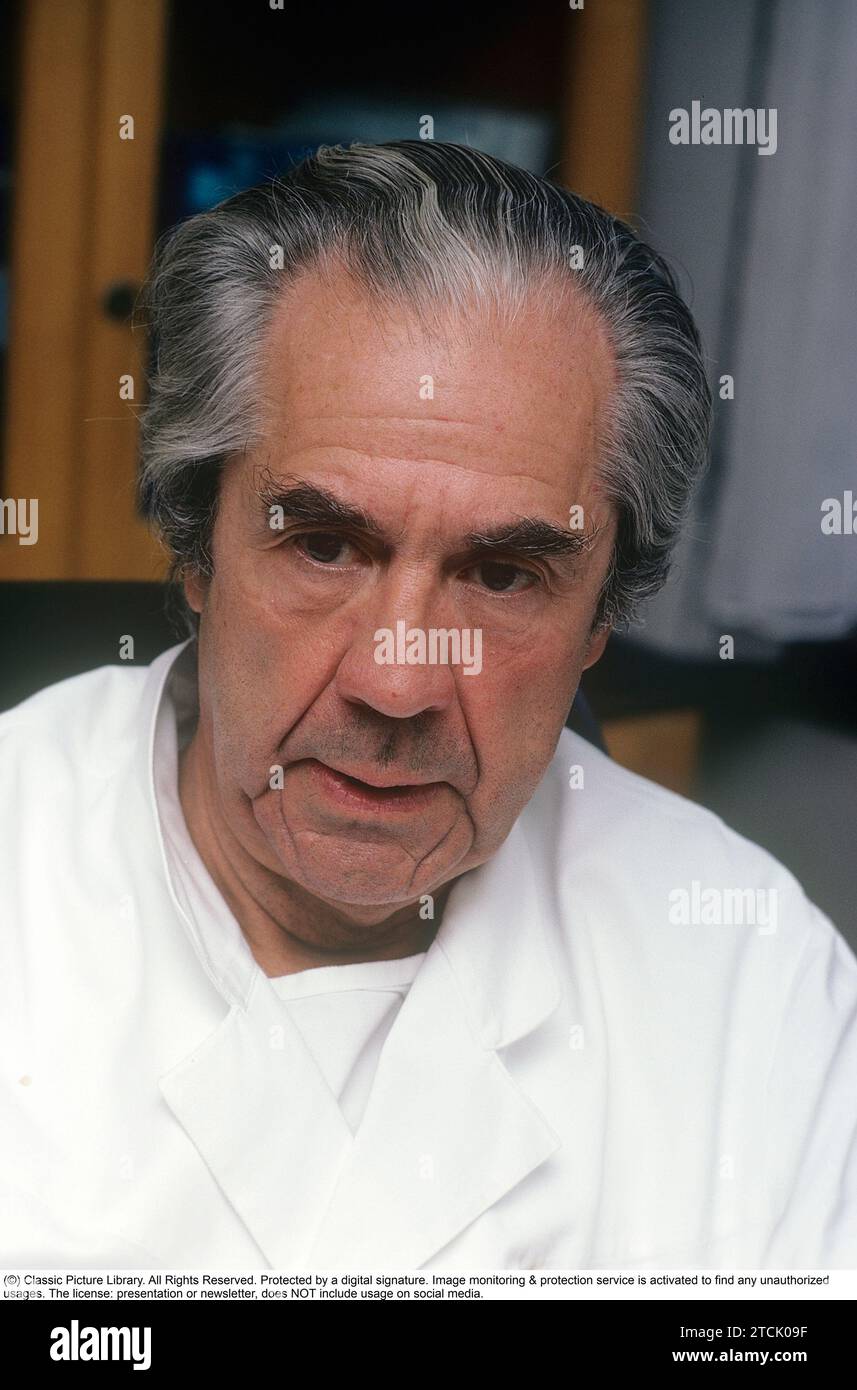 Åke Senning. Swedish surgeon. Born December 14, 1915 - July 21, 2000. He was the first heart surgeon to successfully perform transposition of the great arteries, an operation in which the corporal and pulmonary arteries have switched places and depart from the wrong ventricles. He is internationally known as one of the doctors who, on October 8, 1958, carried out a pacemaker operation at the Karolinska hospital in Stockholm. April 1978 Stock Photo