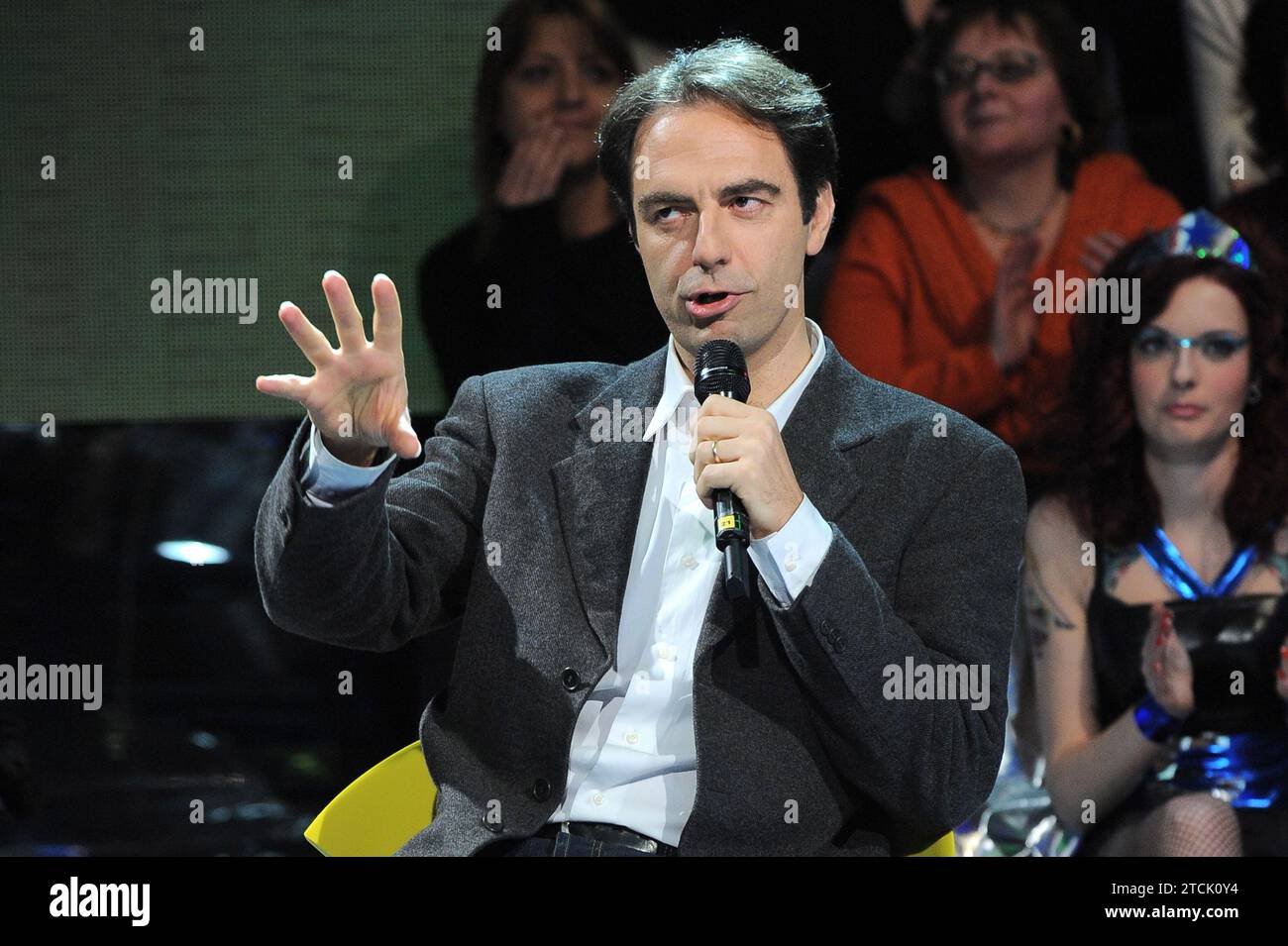 Milan Italy 2009-03-12: Neri Marcorè ,Italian singer and actor, during the music television Scalo 76 Stock Photo