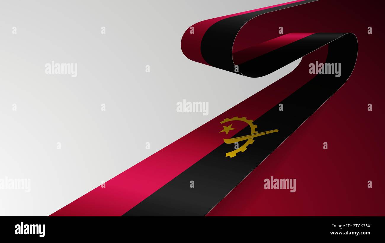 Realistic ribbon background with flag of Angola. An element of impact ...