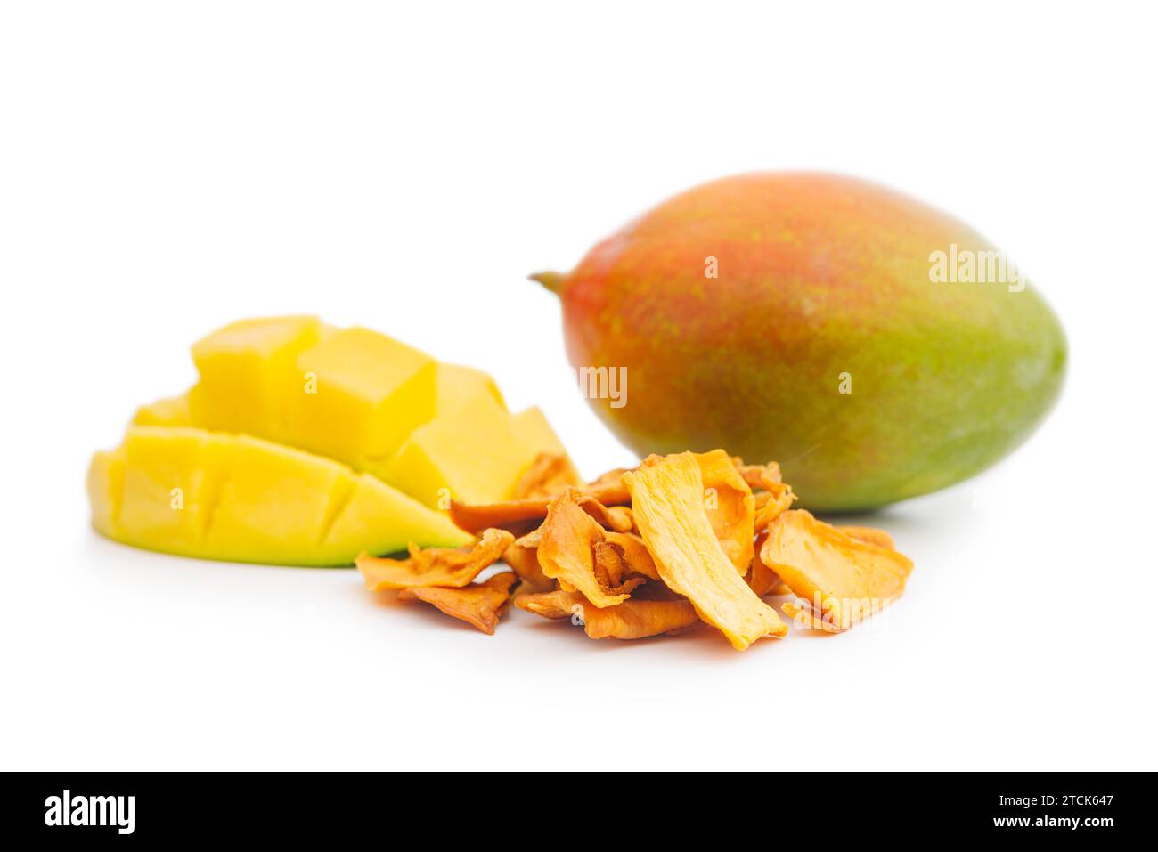 Dried mango fruit isolated on the white background. Stock Photo