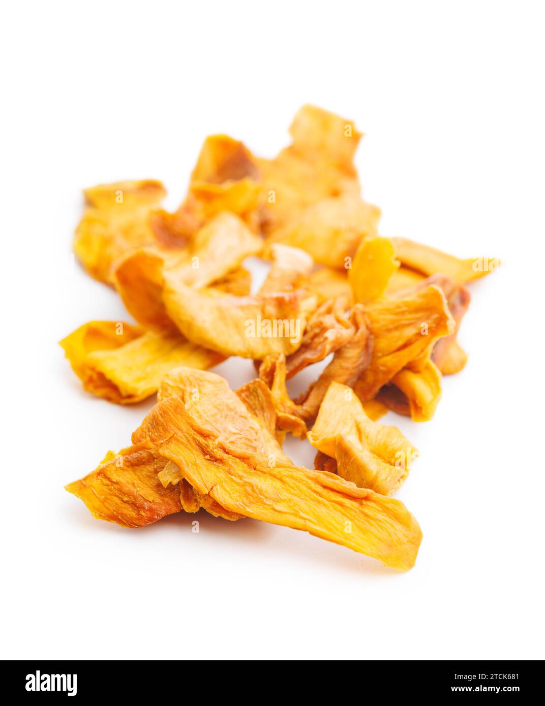 Dried mango fruit isolated on the white background. Stock Photo