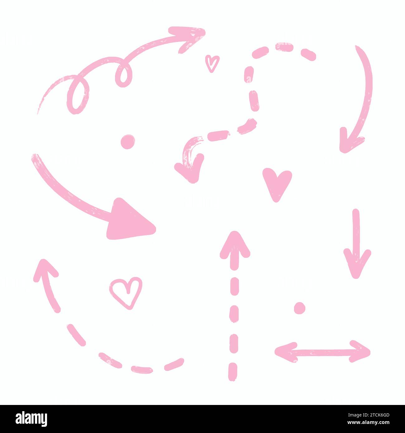 Set of arrows drawn by hand in pink chalk Stock Vector Image & Art - Alamy