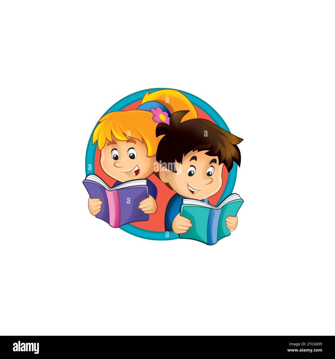 cartoon scene with young child with some childhood activity illustration on white background as button scene for kids Stock Photo