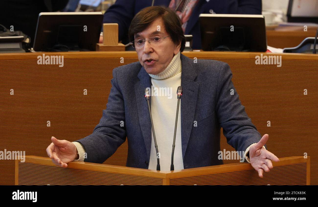 Namur, Belgium. 13th Dec, 2023. Walloon Minister President Elio Di Rupo gestures during a plenary session of the Walloon Parliament in Namur, Wednesday 13 September 2023. BELGA PHOTO VIRGINIE LEFOUR Credit: Belga News Agency/Alamy Live News Stock Photo