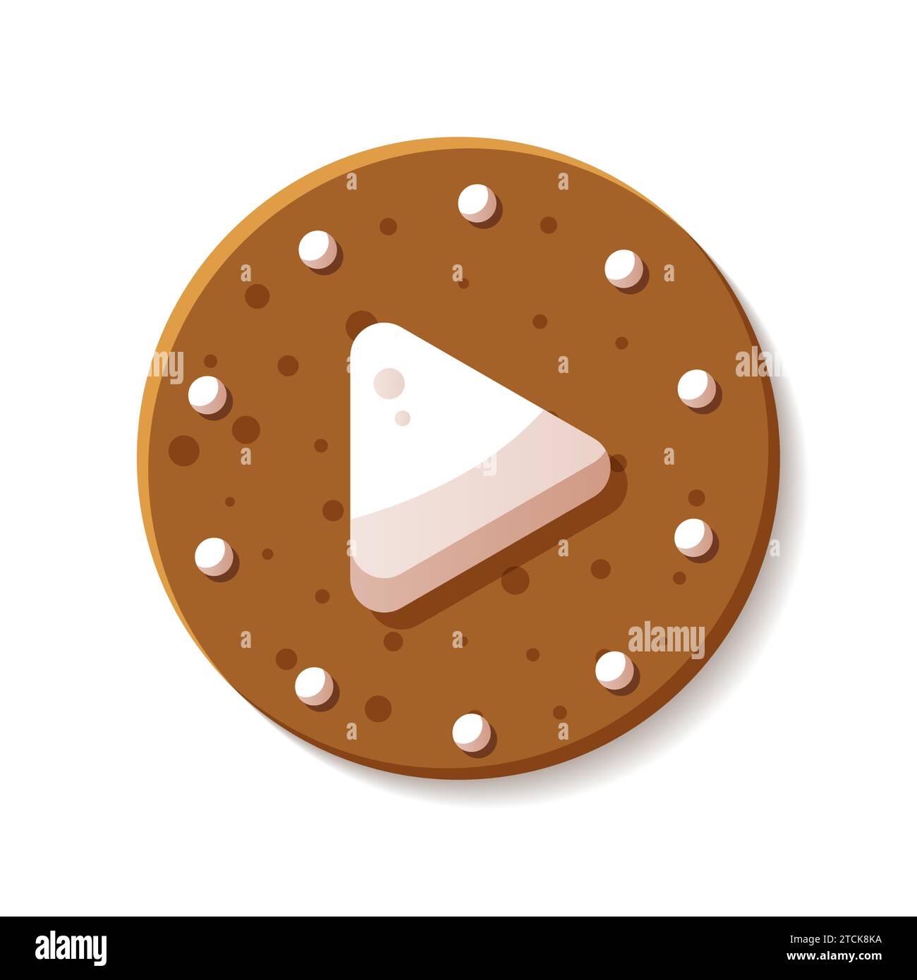 Christmas gingerbread play button with glaze. Vector illustration Stock Vector
