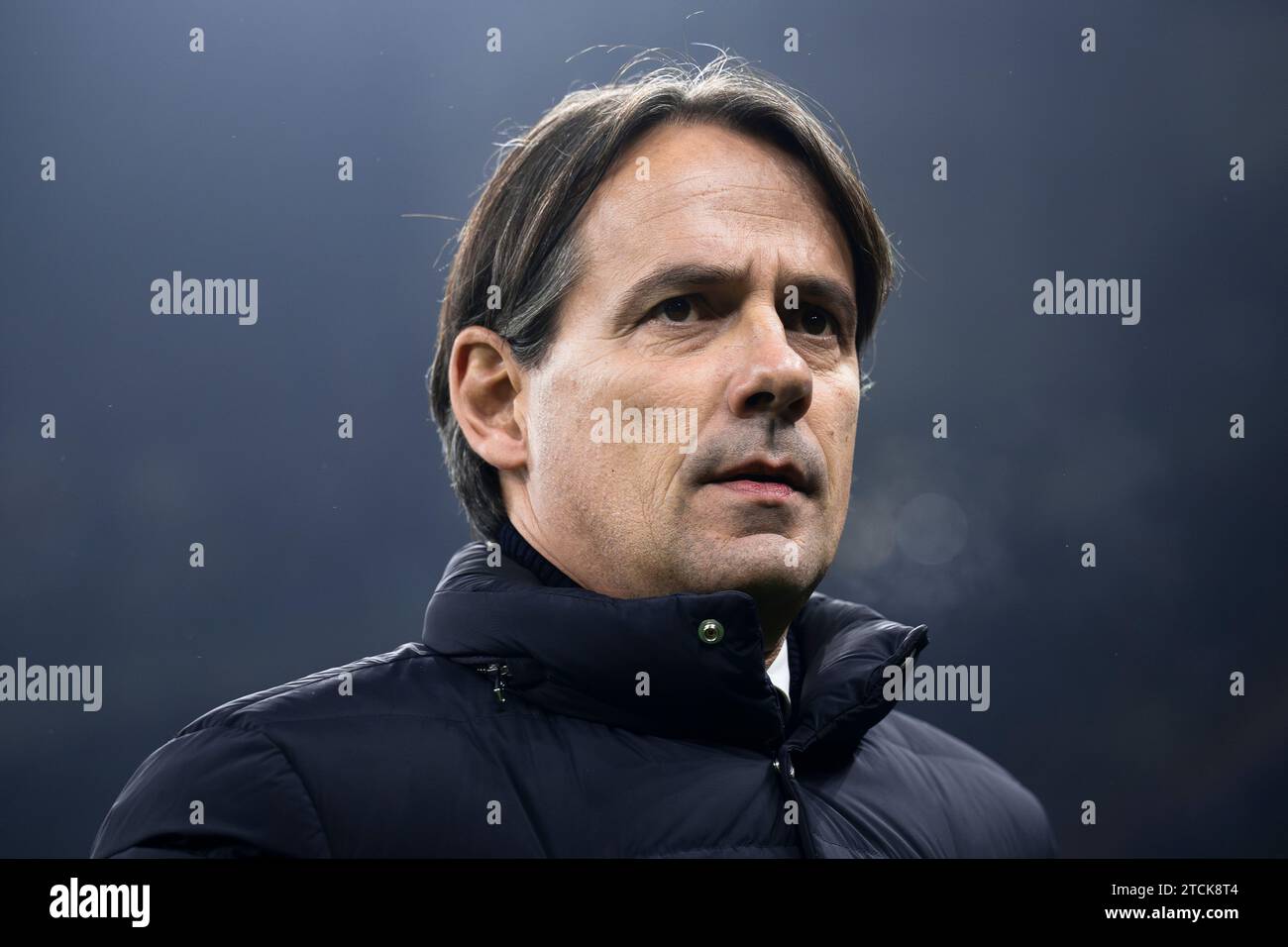 Milan, Italy. 12 December 2023. Simone Inzaghi, head coach of FC Internazionale, looks on prior to the UEFA Champions League football match between FC Internazionale and Real Sociedad. Credit: Nicolò Campo/Alamy Live News Stock Photo