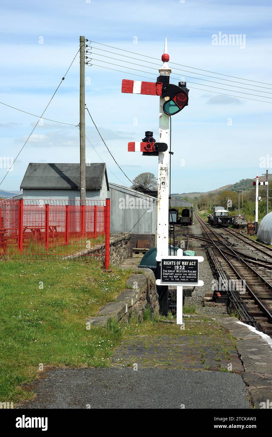 Semaphore Signals at Llanuwchllyn Station. Stock Photo