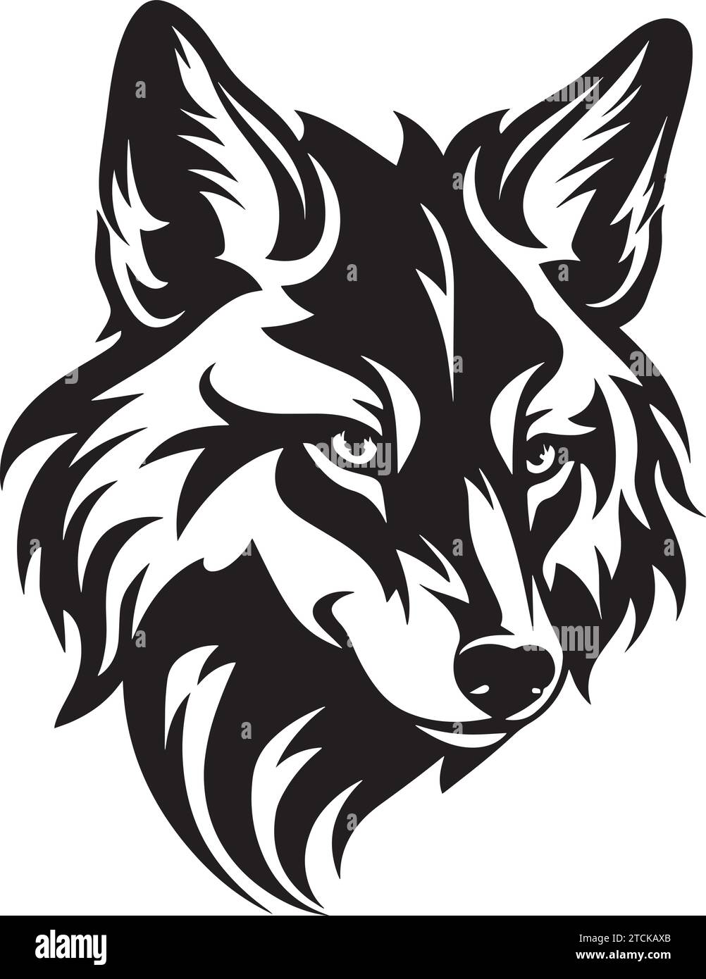 Fox head logo icon, fox face vector Illustration Stock Vector Image