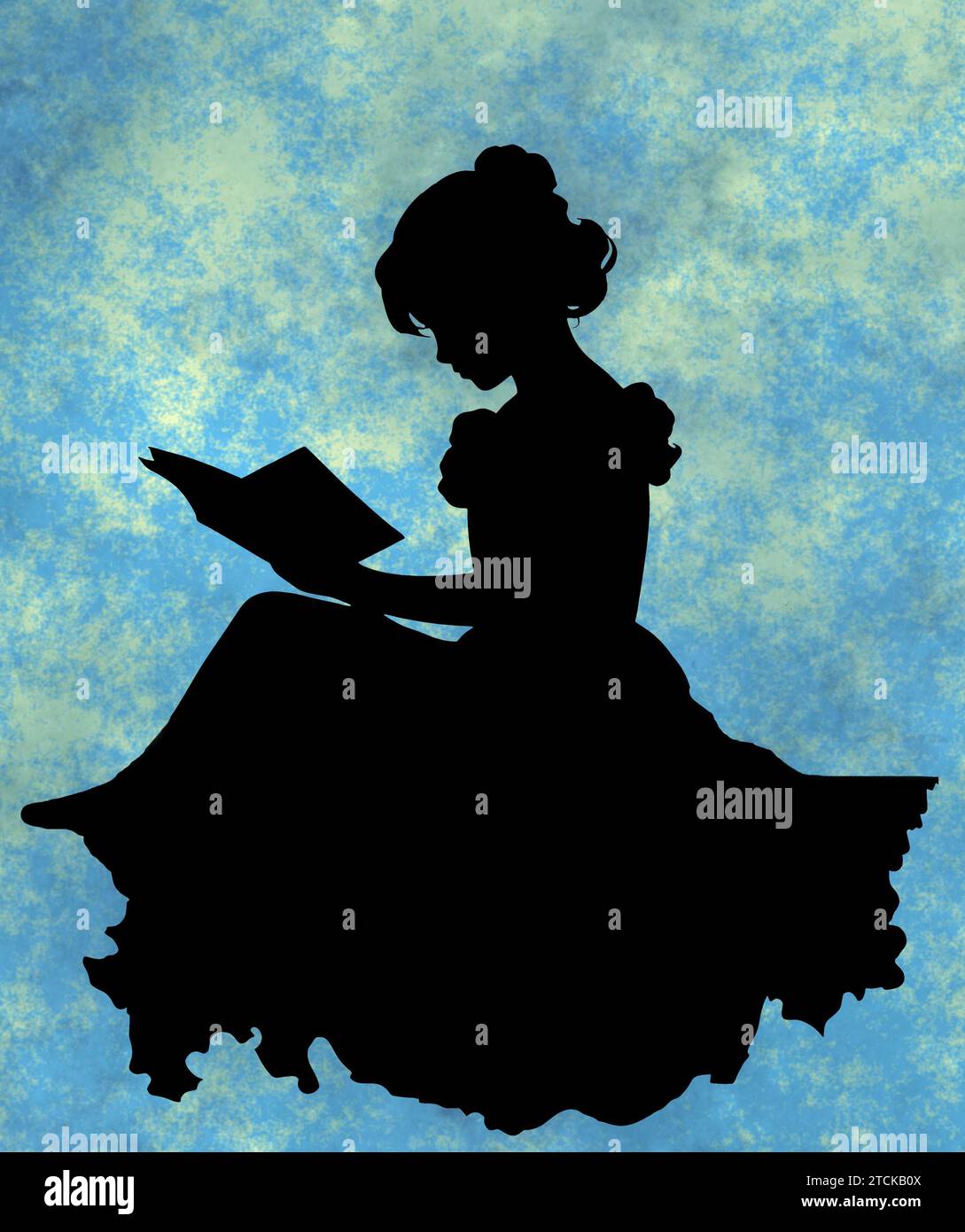 Silhouette girl reading book hi-res stock photography and images - Alamy, image size:1089x1390