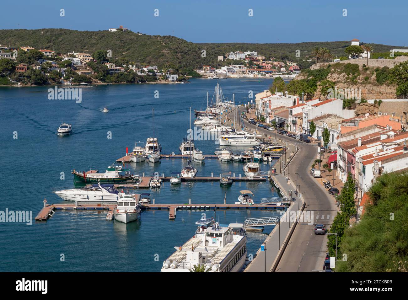 Natural harbor of Mahón on the island of Menorca in Spain. Stock Photo
