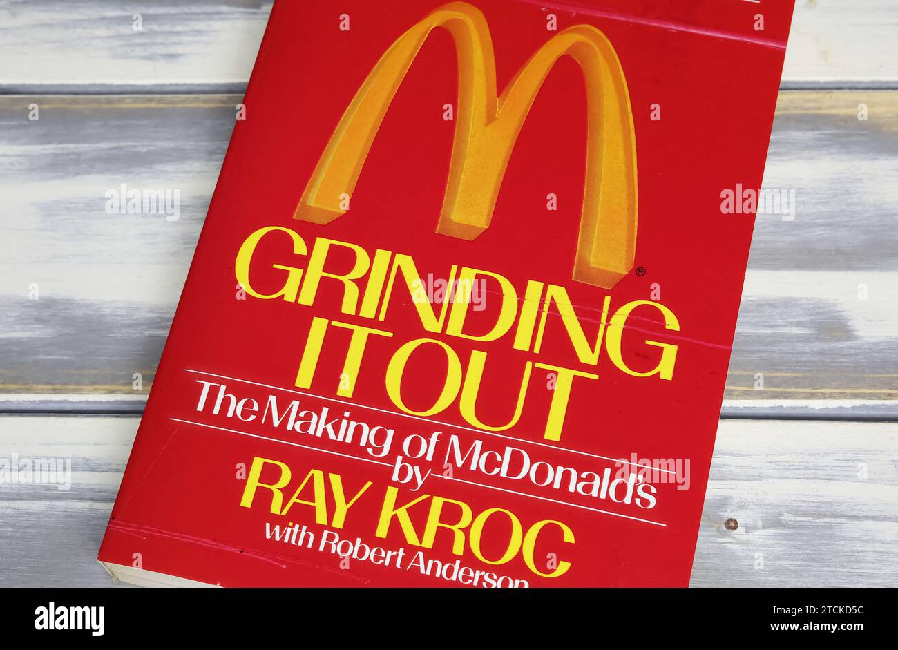 Viersen, Germany - May 9. 2023: Closeup of Ray Kroc book cover Grinding it out Stock Photo