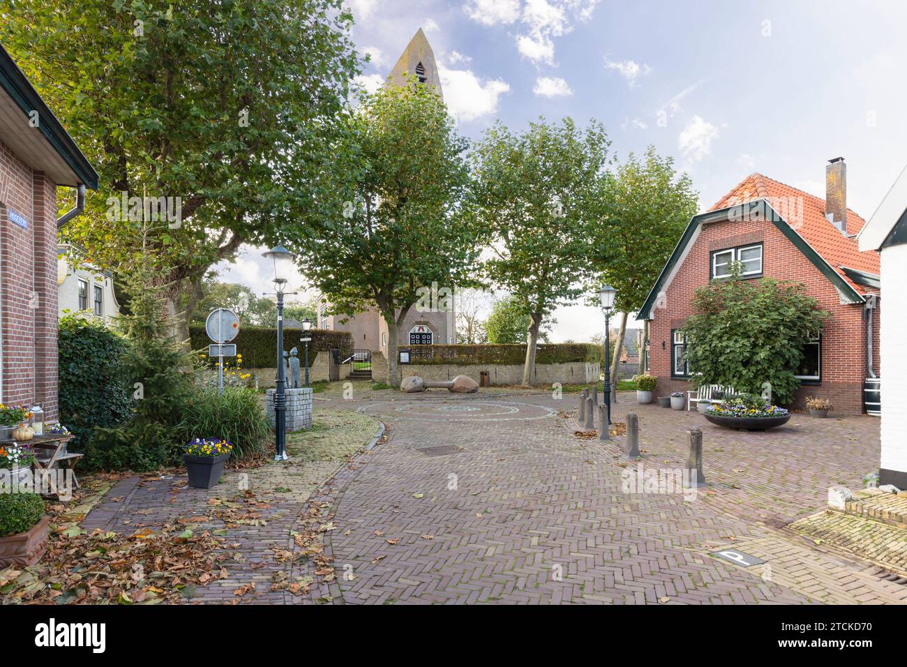 Street in the smallest village on the island of Texel, De Waal ...