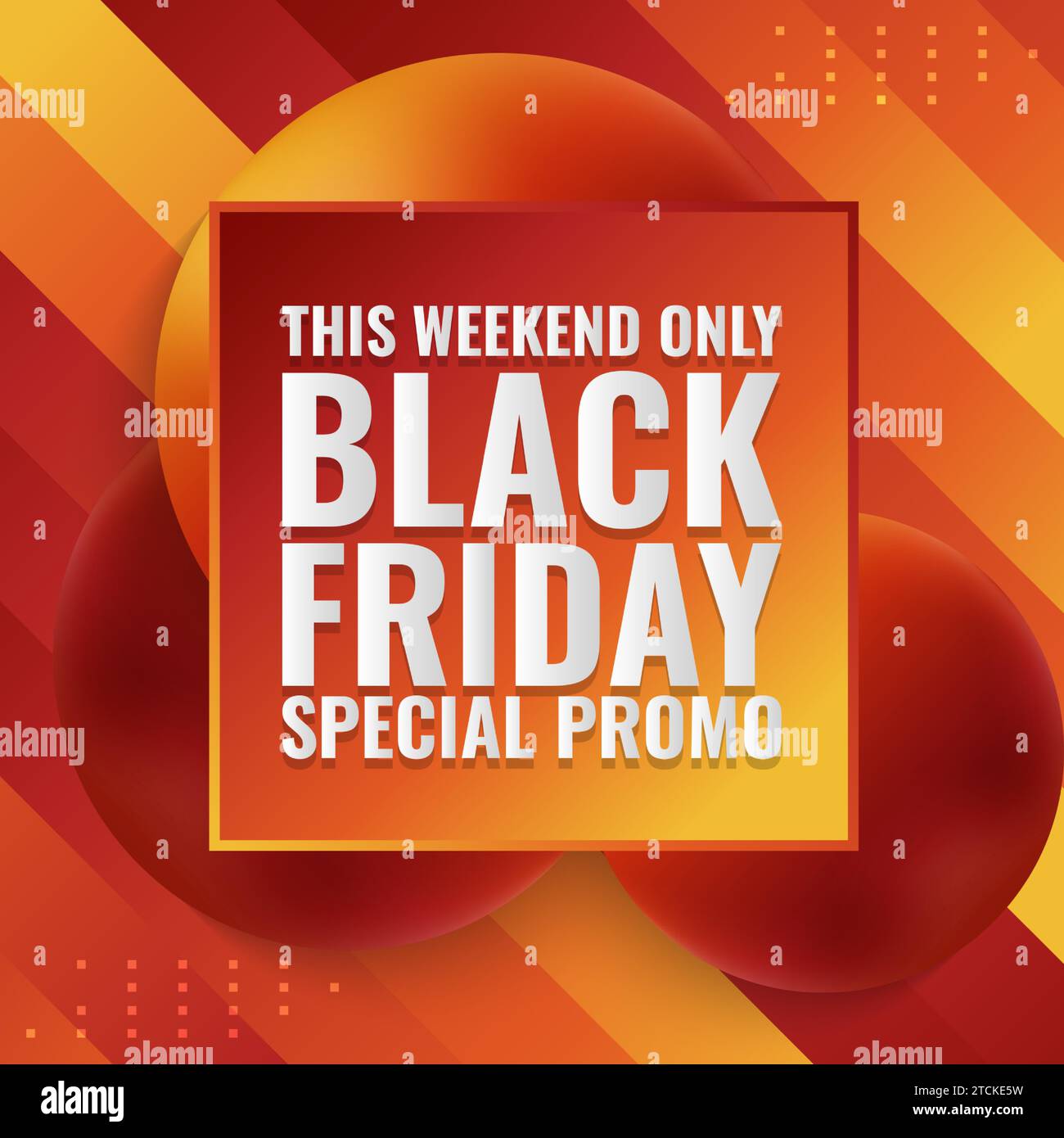 Black Friday sale promotion banner with 3d balls on orange gradient ...