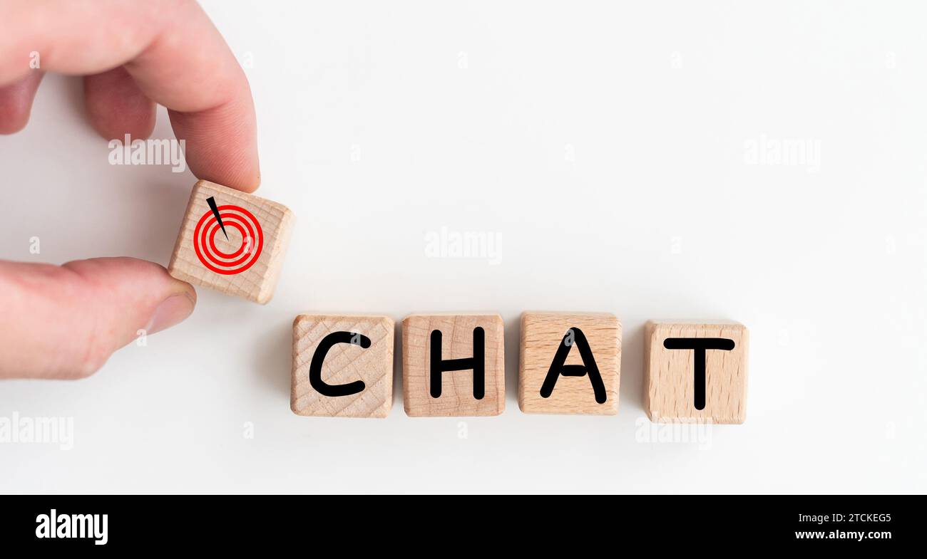 Word CHAT made with wood blocks on a light background Stock Photo