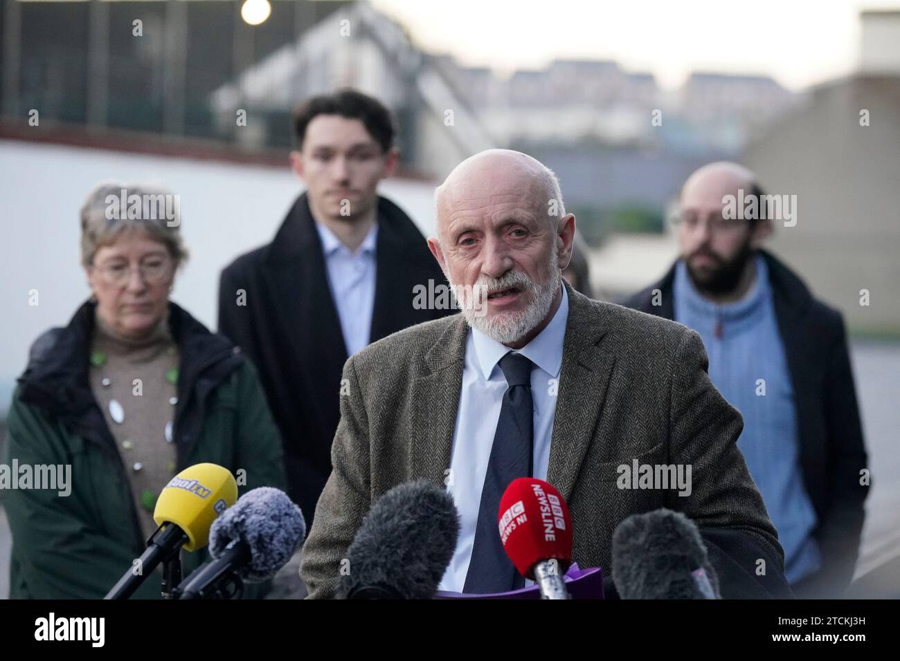 Charles Little speaks outside the inquest into the deaths of his in