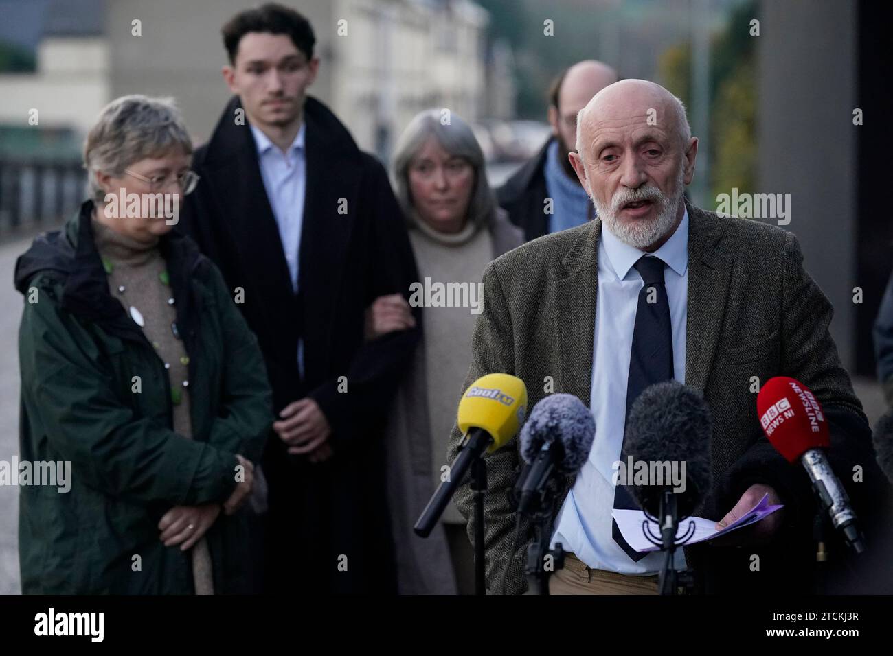 Charles Little speaks outside the inquest into the deaths of his in
