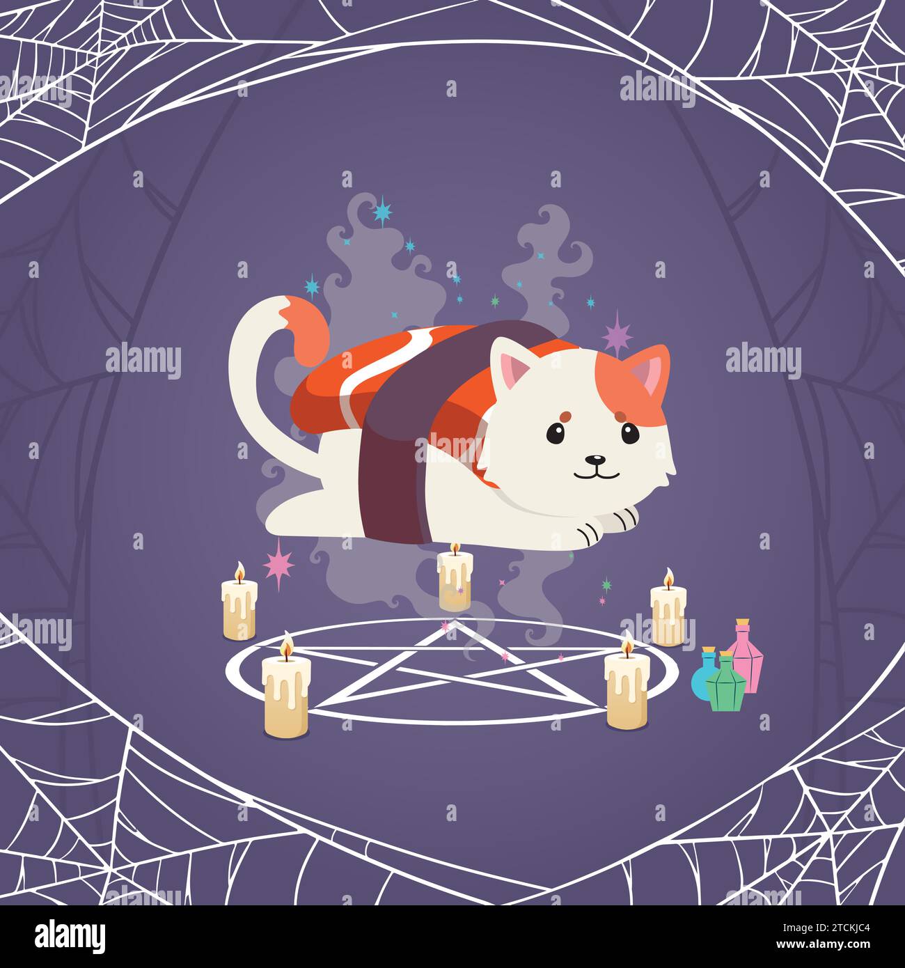 Isolated cute cat with sushi halloween costume Vector Stock Vector ...