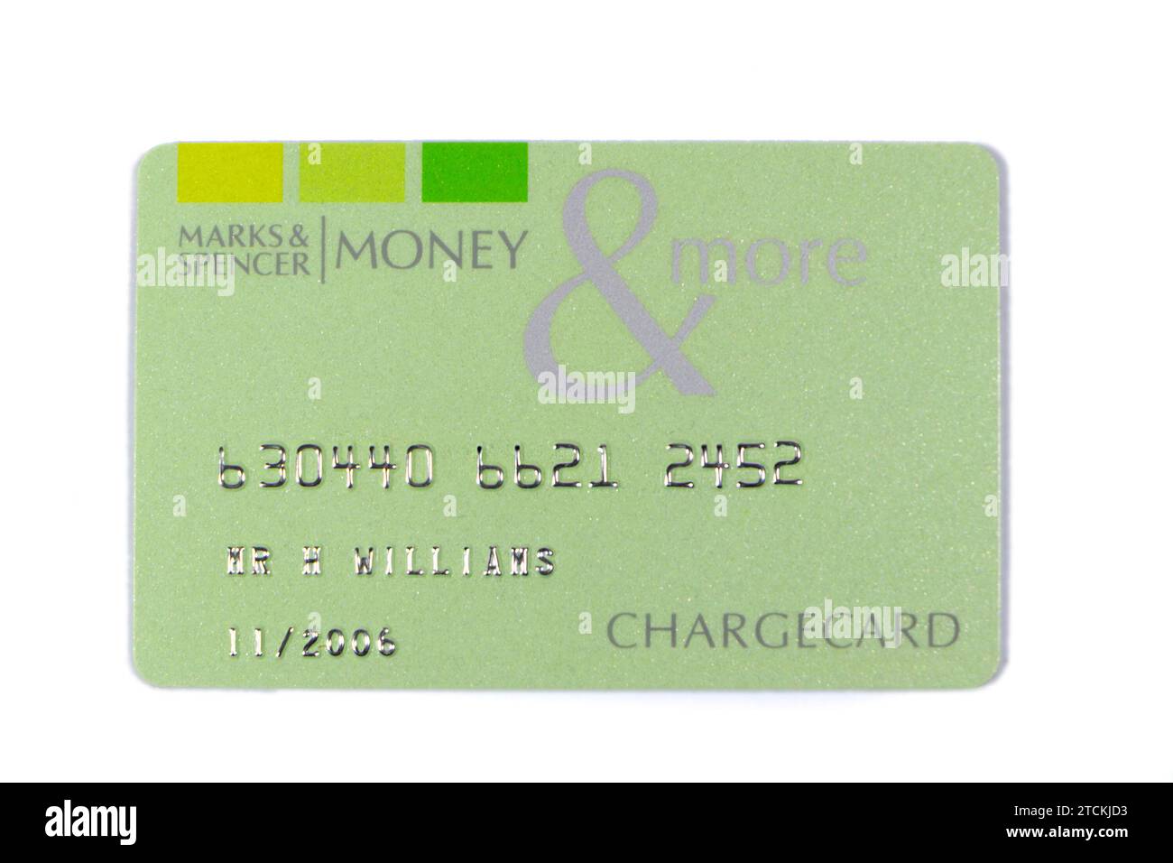 closeup of marks and spencer money & more plastic store card isolated