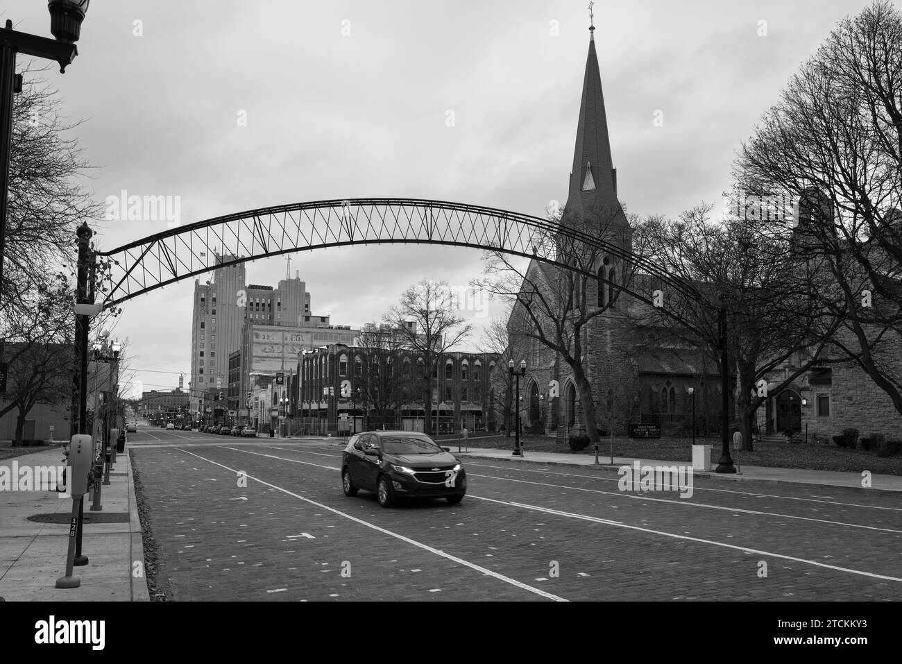 Saginaw Street in downtown Flint Michigan USA Stock Photo