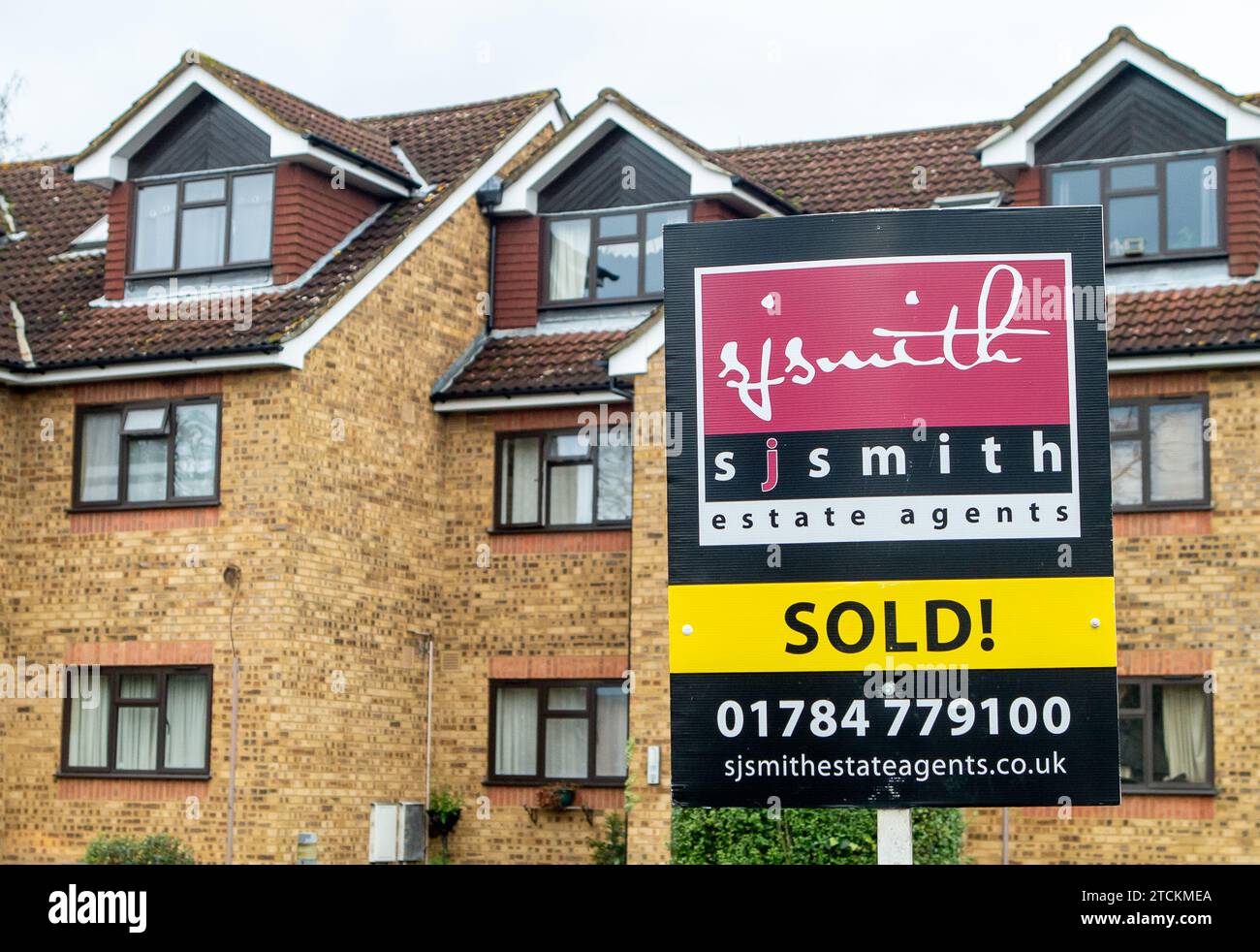 StainesuponThames, UK. 13th December, 2023. Estate agents boards