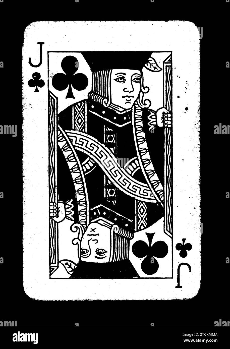 Vintage jack of clubs playing card in black and white on a black background Stock Photo Alamy