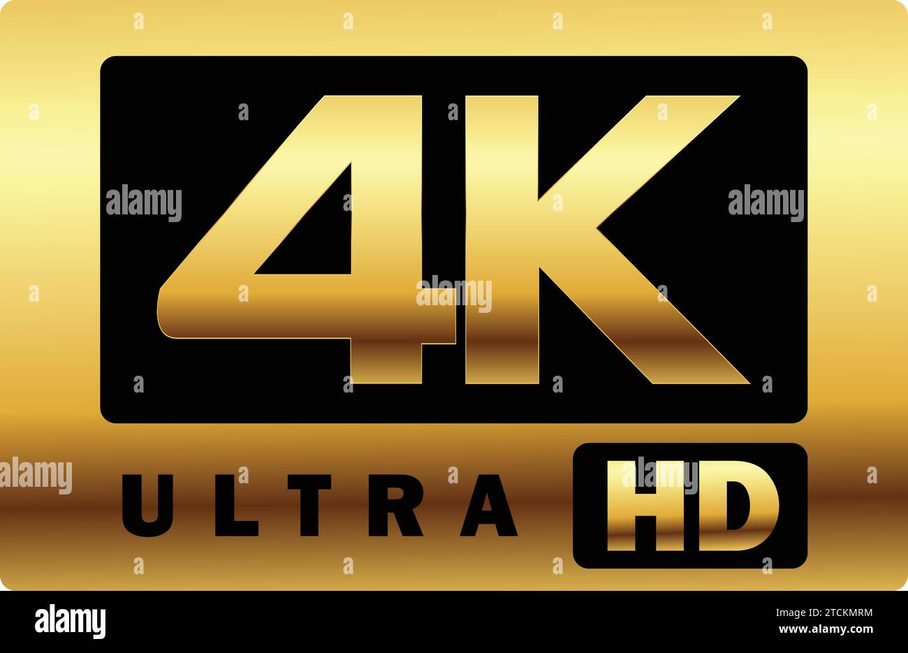 4K High Resolution golden sign | video resolution |Golden 4K icon, 4K ultra HD, logotype symbol Stock Vector