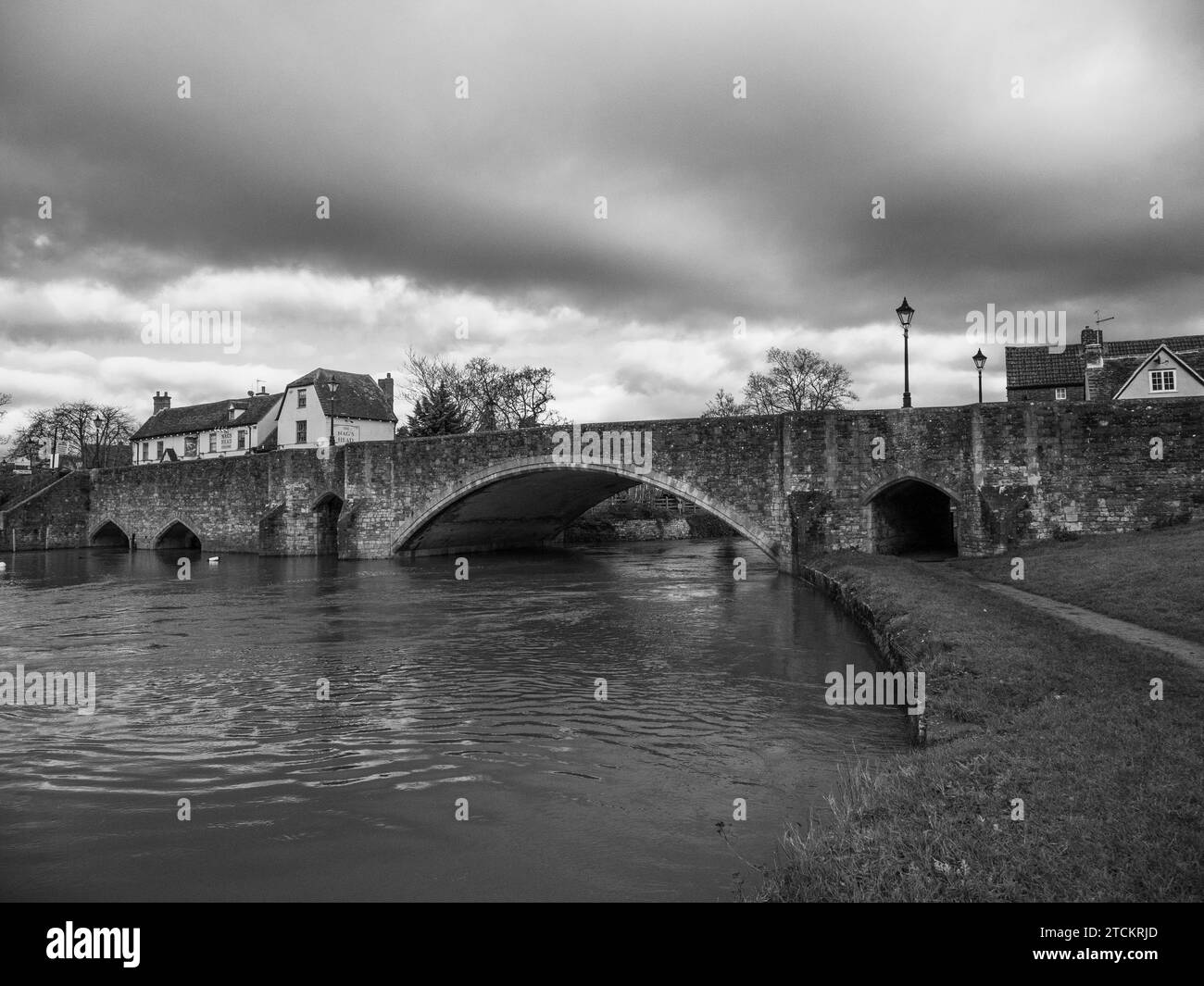 Black and White Landscape of Abingdon Bridge , Crossing the River