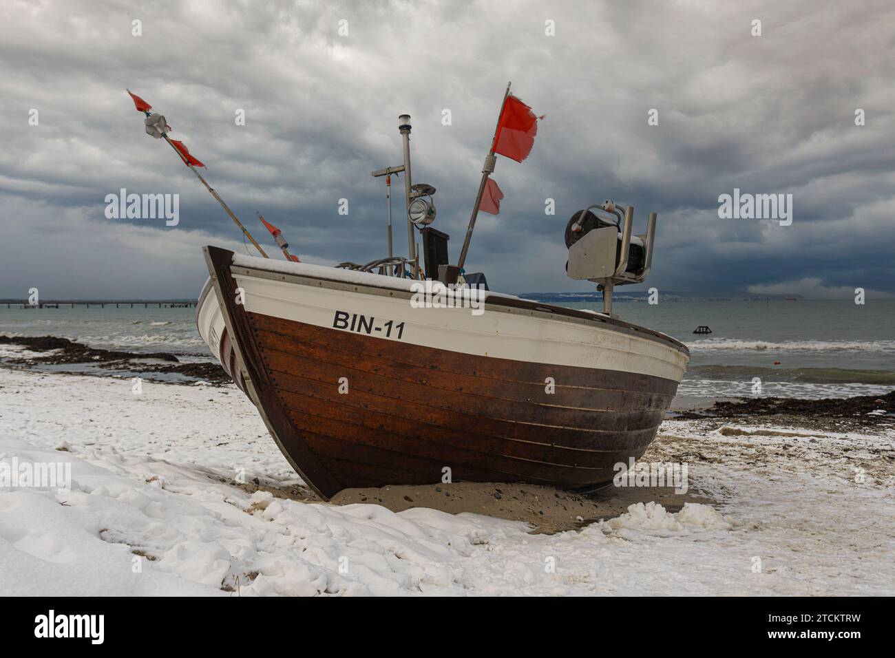 Fischerboot im winter Stock Photo