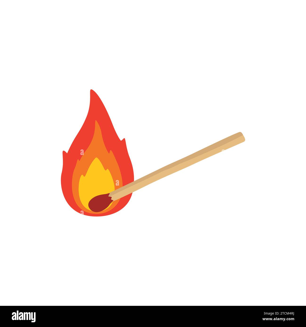 Vector retro illustration of a match with fire Stock Vector Image & Art