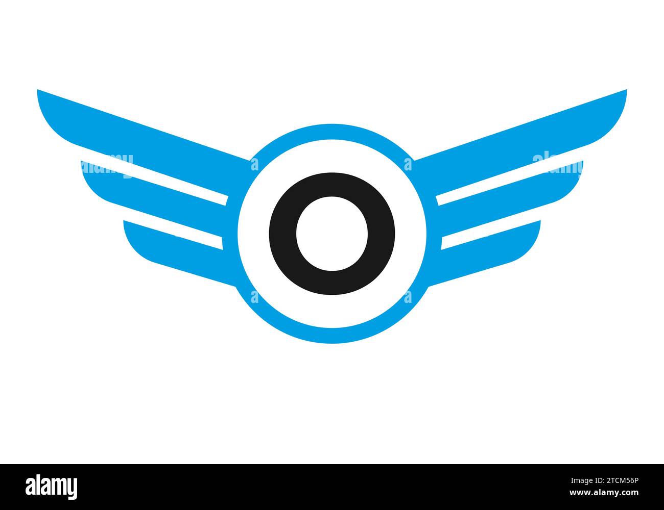 Wing Logo On Letter O, Transportation Symbol, Transport Wing Sign Stock Vector