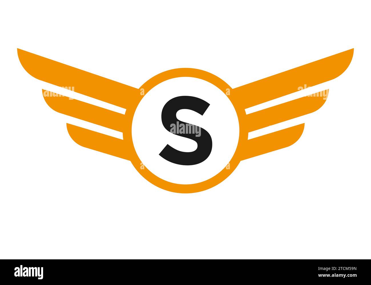 Wing Logo On Letter S, Transportation Symbol, Transport Wing Sign Stock