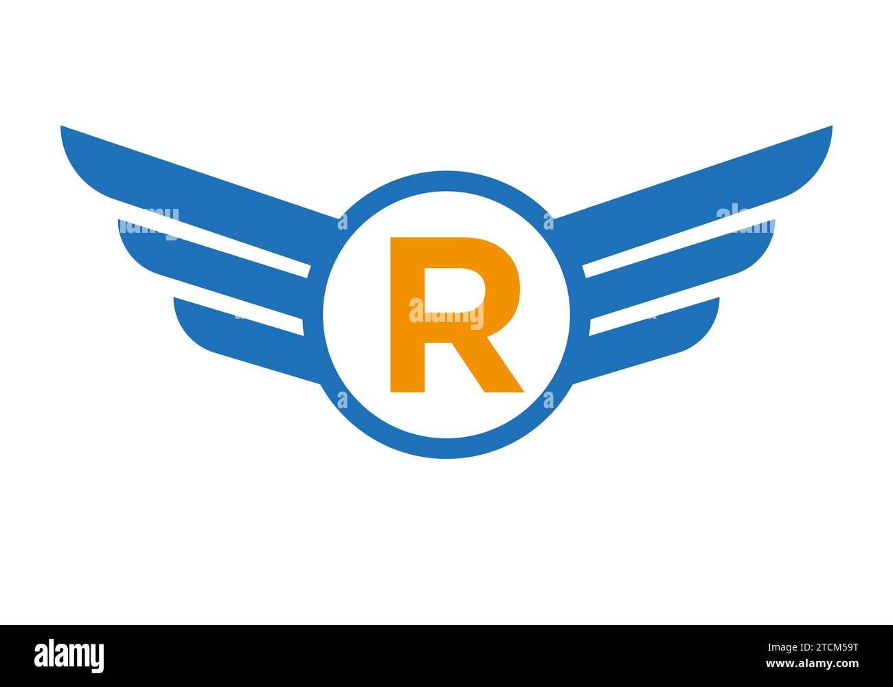 Wing Logo On Letter R, Transportation Symbol, Transport Wing Sign Stock Vector