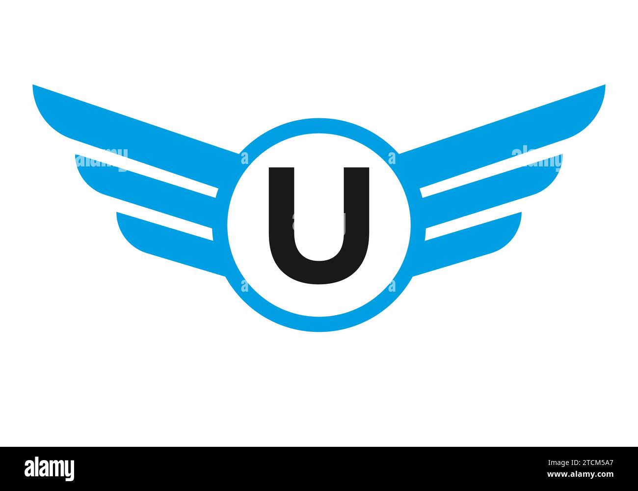 Wing Logo On Letter U, Transportation Symbol, Transport Wing Sign Stock Vector