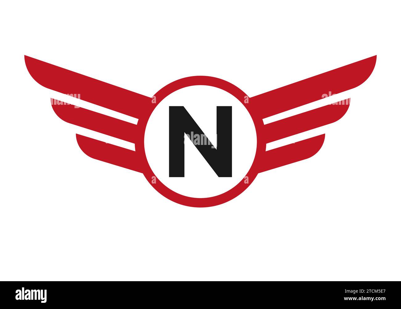 Wing Logo On Letter N, Transportation Symbol, Transport Wing Sign Stock Vector