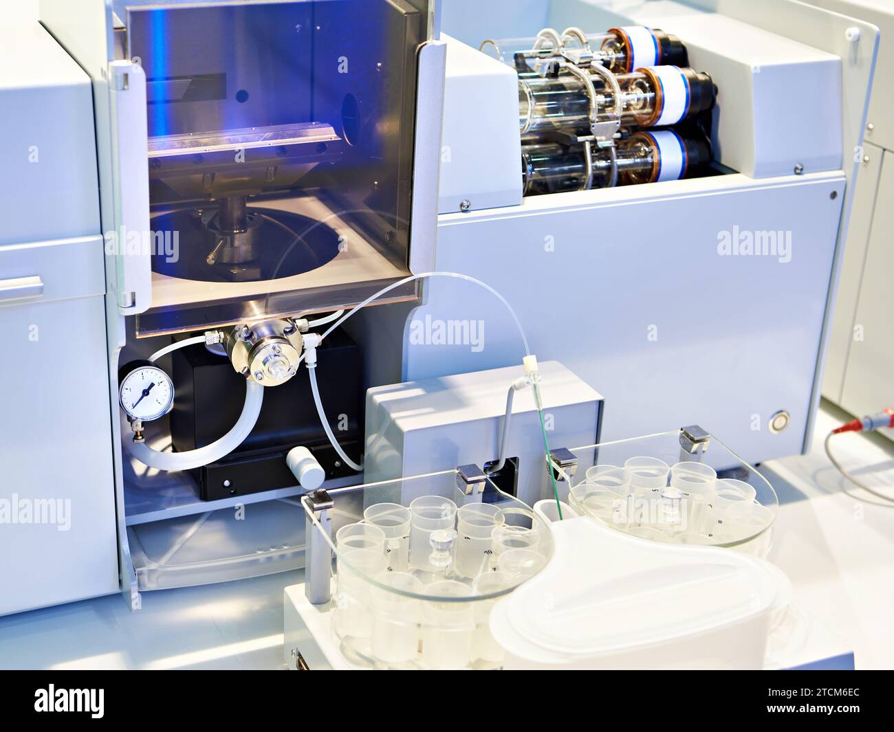 Atomic absorption spectrometer with flame atomization in lab Stock Photo