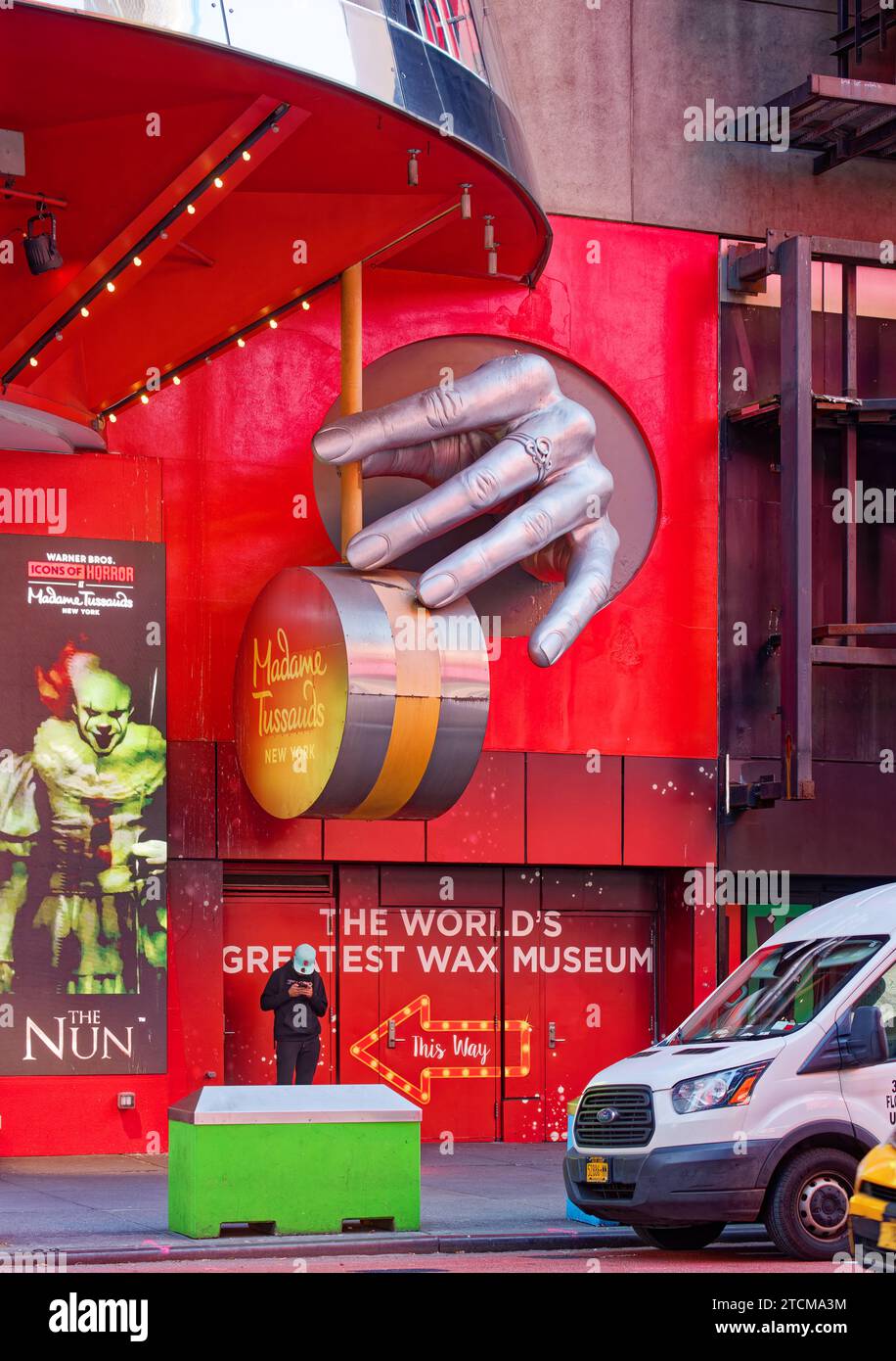Need a hand? Madame Tussaud’s wax museum has you covered on West 46th Street in the heart of the Times Square Entertainment District. Stock Photo