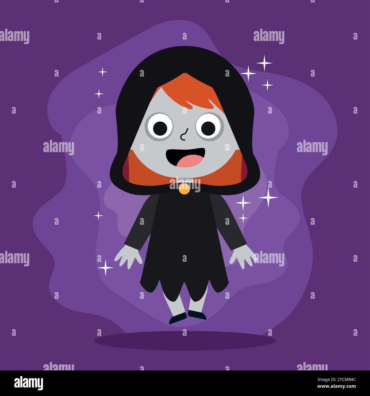 Cute female warlock halloween costume character Vector Stock Vector ...