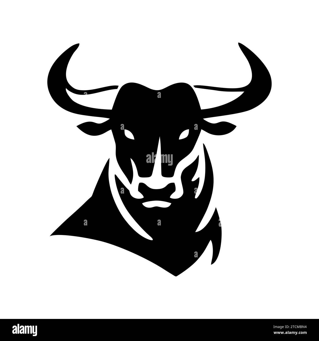 Bull head icon silhouette symbol. Buffalo cow ox isolated on white